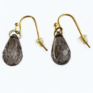 Faceted Teardrop Glass Earrings with Gold Tone Hooks – Lightweight & Elegant